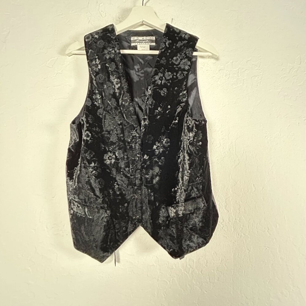 D.B. Waldo Separates Womens Floral Black Velvet Vest Medium Waistcoat Jacket